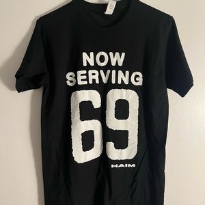 RARE NWT HAIM Tour T Shirt Serving 69 Small